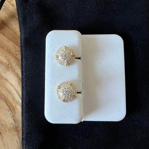 Moissanite Round Stud Earrings 0.81 CTW, VVS D Color – 925 Silver, ChampagneGold - Picture 1 of 7